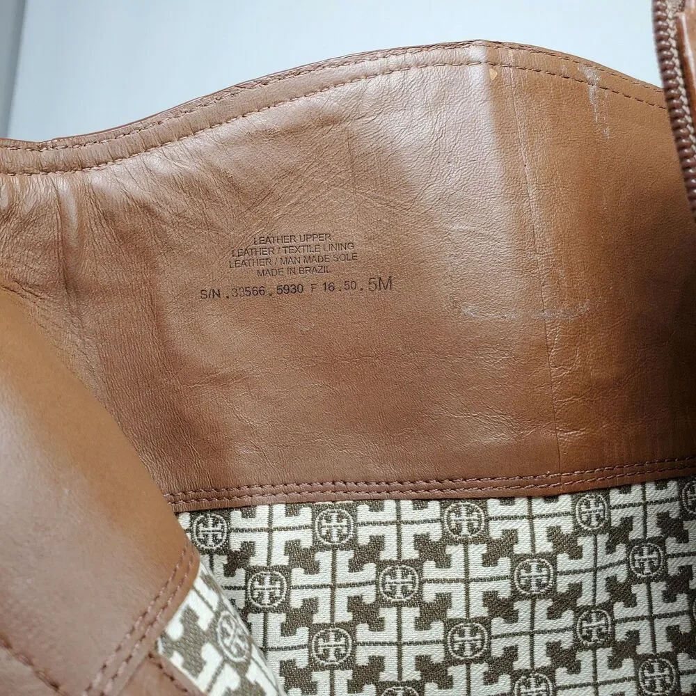 Tory Burch Women boots Jolie Leather Rustic Brown Riding Boots Size 5 M US new